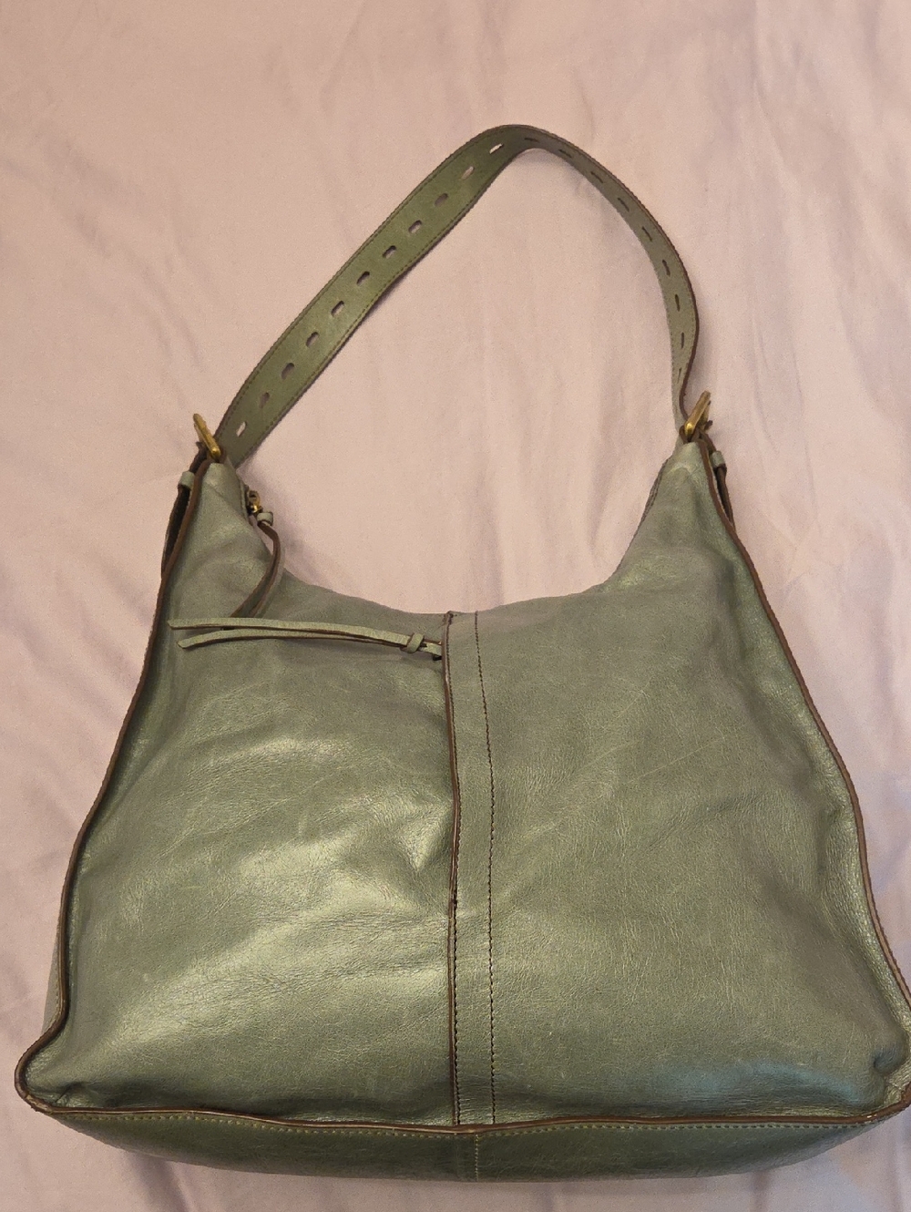 HOBO Light Grey/Teal Leather Shoulder Bag